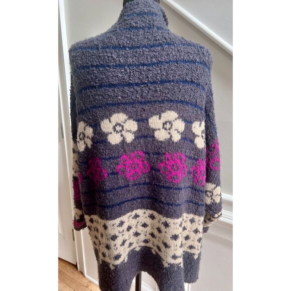 Gray and Purple Natural Life Calla Jacquard Cardigan size S/M - Picture 2 of 6